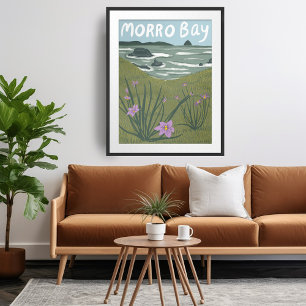 Póster Playa del Ilustracion de Morro Bay Wildflower Cali