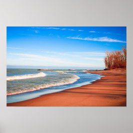 Póster Playa del Lago Erie – Fotografía de costa tranquil