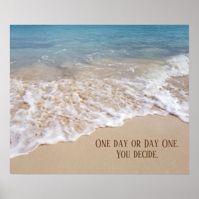 Póster playa del océano con presupuesto inspirador (Frente)