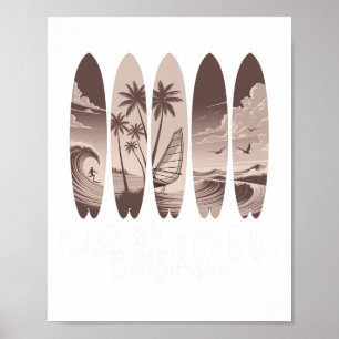 Póster Playa del Pacífico California Surfboard Hombres Mu