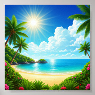 Póster Playa del Paraíso Tropical