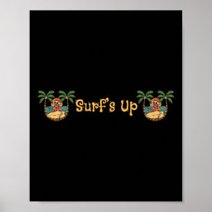 Póster Playa Divertido Sol Surfing Esqueleto Jacksonville