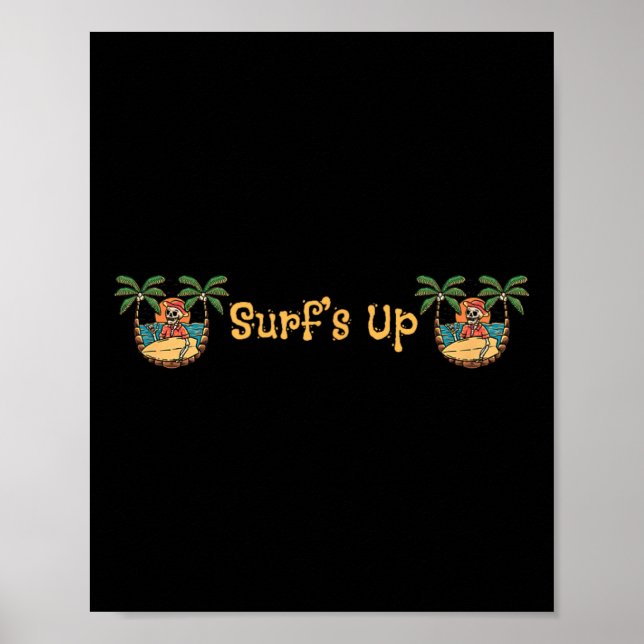 Póster Playa Divertido Sol Surfing Esqueleto Jacksonville (Frente)