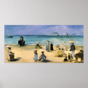 Póster Playa en Boulogne por Manet, impresionismo del