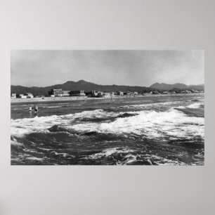 Póster Playa, escena de la playa de Oregon del agua