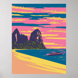 Póster Playa ferroviaria en Tailandia