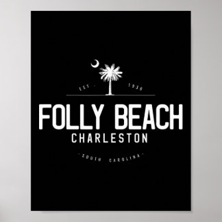 Póster Playa Folly Carolina del Sur Surfing