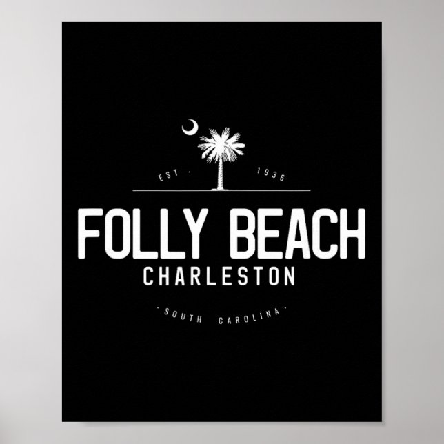 Póster Playa Folly Carolina del Sur Surfing  (Frente)