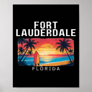 Póster Playa Fort Lauderdale Florida Hombres Mujeres Surf