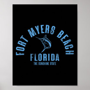 Póster Playa Fort Myers Florida Fl Retro Vintage Playa Fr