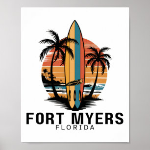 Póster Playa Fort Myers Florida Surfing Surfista _1