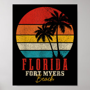 Póster Playa Fort Myers Florida Vintage Usa América Recue