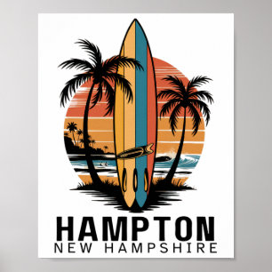 Póster Playa Hampton New Hampshire Surfing Surfista 
