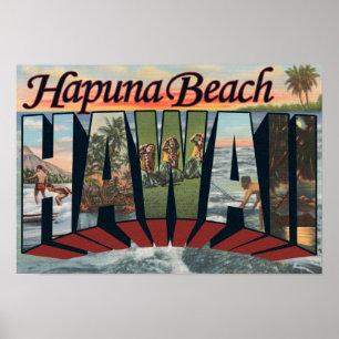Póster Playa Hapuna, Hawaii - Escenas de letras grandes