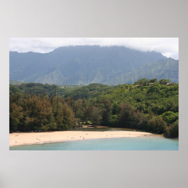 Póster Playa incongestionada, Kauai, Hawái (Frente)