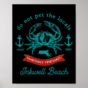 Póster Playa Inkwell Marthas Vineyard Cangrejo Vacación R