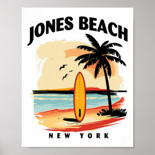Póster Playa Jones Nueva York Hombres Mujeres Surfing Pat