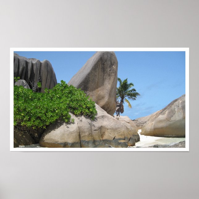 Póster Playa La Digue, Rocas, Seychelles (Frente)