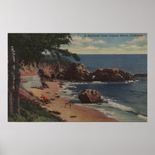Póster Playa Laguna, CA - Cala protegida en la costa