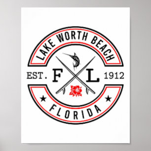 Póster Playa Lake Worth Beach Florida Fl Surfista Retro F