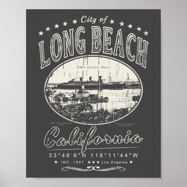 PÓSTER PLAYA LARGA LOS ÁNGELES CALIFORNIA - EMR REINA MAR (Frente)
