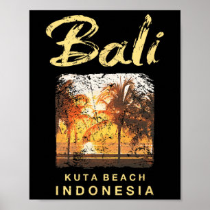 Póster Playa Li Kuta Indonesia Surf vintage Hombres Mujer