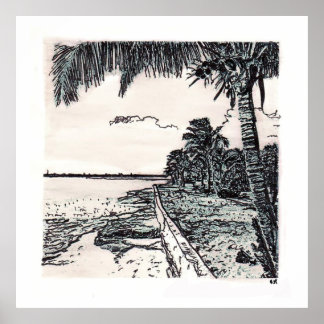 Póster Playa Lochabar, Isla Larga, Bahamas