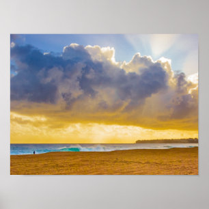 Póster Playa Lumahai, Kauai, Hawái