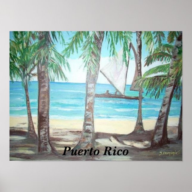Póster Playa Luquillo, Poster de Puerto Rico (Frente)