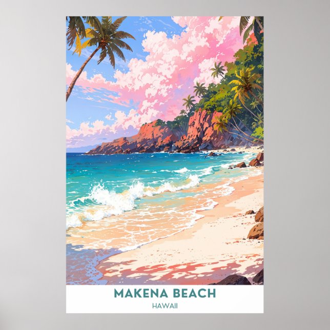 Póster Playa Makena, Hawái (Frente)