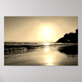 Póster Playa Monocroma de El Salvador