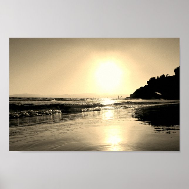 Póster Playa Monocroma de El Salvador (Frente)