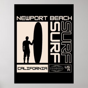 Póster Playa Newport California EE. UU. Surf