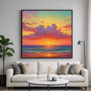 Póster Playa Pastel Sunset - Paintero Estilo Marítimo