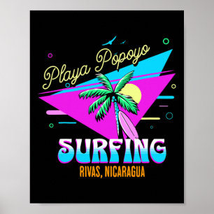 Póster Playa Popoyo Rivas Nicaragua Mapa Artesanía Craft 