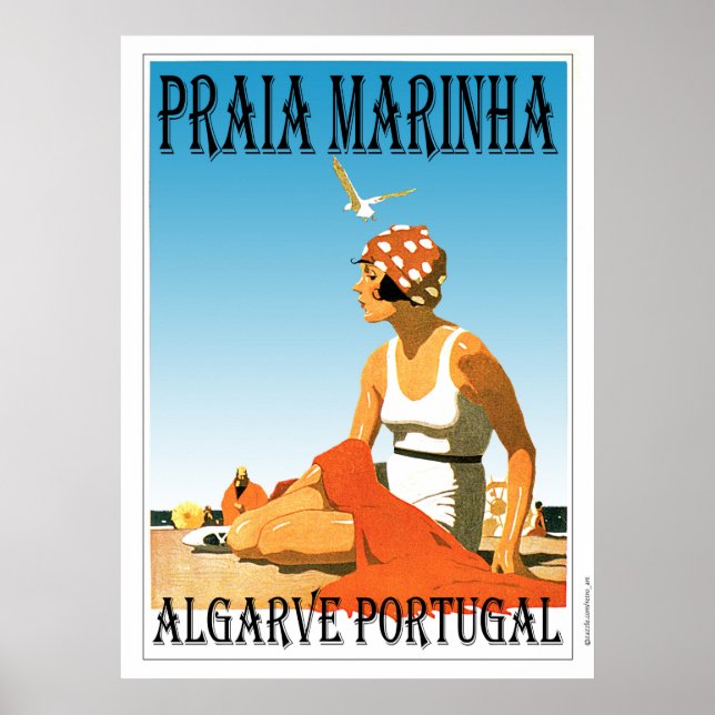 Póster Playa Praia Marinha, Poster del Algarve Portugal (Frente)