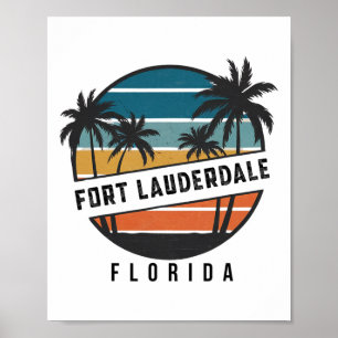 Póster Playa retro de Fort Lauderdale Florida Surfboard S