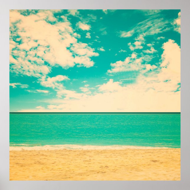 Póster Playa retro, retro, poster, foto, fondo (Frente)