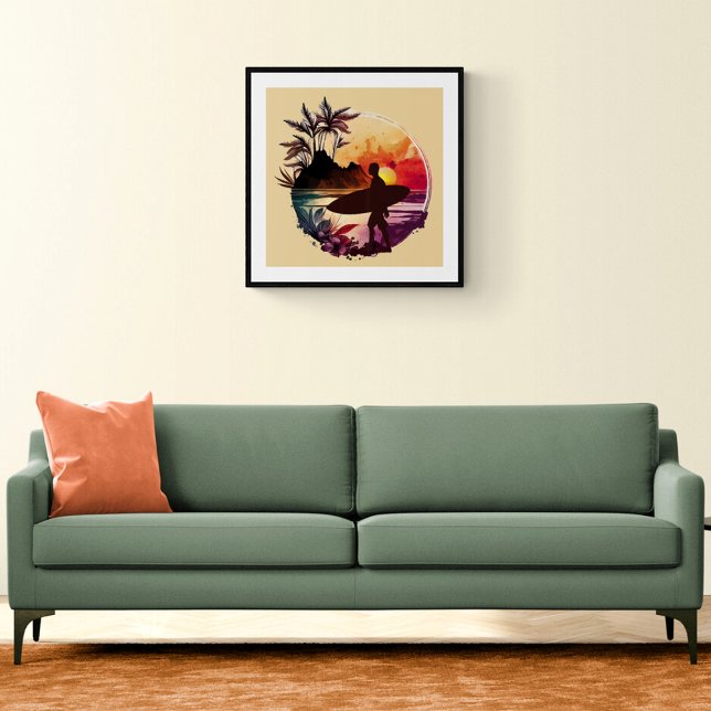 Póster Playa Retro Surfer Sunset (Subido por el creador)