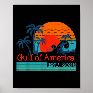 Póster Playa Retro Vintage Del Golfo De Estados Unidos Es