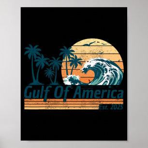 Póster Playa Retro Vintage Del Golfo De Estados Unidos Es