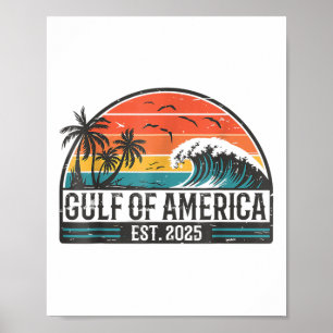 Póster Playa Retro Vintage Del Golfo De Estados Unidos Es