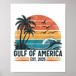 Póster Playa Retro Vintage Del Golfo De Estados Unidos Es