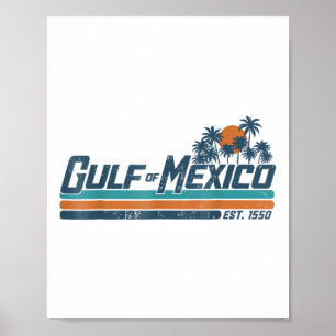 Póster Playa Retro Vintage Del Golfo De México Est 1550