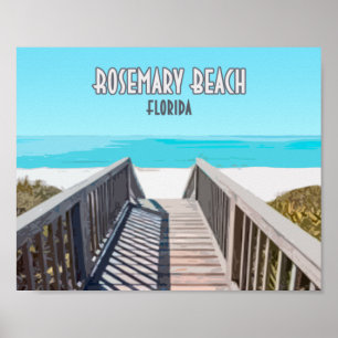 Póster Playa Rosemary Florida Vintage