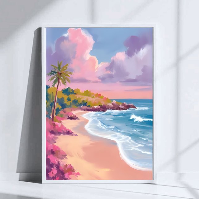 Póster Playa Rubor | Pintura de Océano Rosa (Subido por el creador)