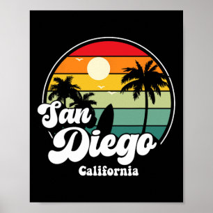 Póster Playa San Diego California Surfing Recuerdo Surfis