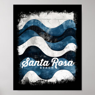Póster Playa Santa Rosa Florida Surf vintage Océano 