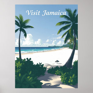 Póster Playa Seven Mile, Negril, Jamaica Vintage