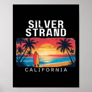 Póster Playa Silver Strand California Hombres Mujeres Sur